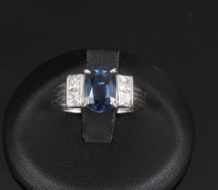 Fine 2.84ct Royal Blue Sapphire & 0.76ct Diamond Platinum Ring, Size 5.5