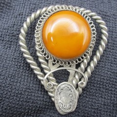 Vintage Dress Clip Faux Stone Bold Statement Twisted Silver Tone Open Work