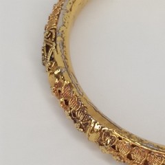 Vintage Face Clad Gold Bangle Ornate Filigree Bracelet Boho Chic Marked F.C.