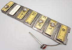 UNUSUAL ARTISAN LISA FIDLER STERLING WOOD RULER INSECT FOUND OBJECT BRACELET