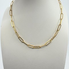 VTG Modern Minimalist Gold Tone Metal Paperclip Link Chain Necklace Adjustable