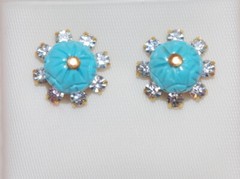 VINTAGE GORGEOUS 12MM CZ SEED FLOWER JACKETS FOR EARRINGS USE W ANY STUDS