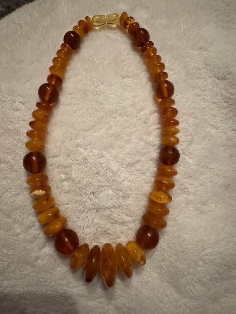 Vintage Genuine, Baltic Amber Necklace 46 G Honey Butterscotch Cognac Beads 17“