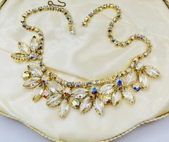 🔥Vint. AB Clear-Champagne Rhinestone Necklace Not Signed (was $99)