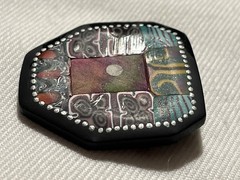 Vintage Abstract Design Brooch Millefiori Style Polymer Clay Handmade Signed MF