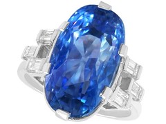 17.11Ct Ceylon Sapphire and 0.50Ct Diamond Platinum Cocktail Ring Circa 1950