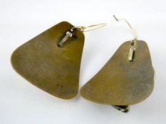Vintage Artisan Made Mixed Metals Sterling Silver Amethyst Hook Earrings 13.9g