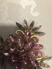 Judy Lee Pink Rhinestone Brooch Signed Vintage