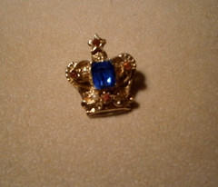 Vtg Crown Scatter Pins Clear Crystals & Blue Pink Rhinestones Lot of 2 Different