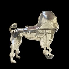 VTG Sterling Silver Marcasite Poodle Dog Hallmarked England~Red Eyes~1950s~19g