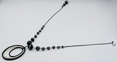 Antique Victorian Banded Agate Style Glass Bead Necklace/Boho/Shabby Chic