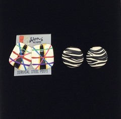 Vtg Retro 80’s Colorful Abstract & Zebra Print Earring Set, Pierced Post 💥