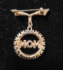 Rhinestone Mom Brooch Pin Sparkling AB Circle Bow Mother’s Day Gift Vintage