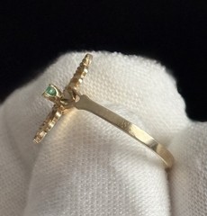 VINTAGE 10K YELLOW GOLD FILIGREE RING WITH GREEN GEMSTONE LADIES SIZE 6.75 VG