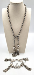 Vtg Barclay Tassel Rope Chain Lariat Style Necklace Bracelet Jewelry Set READ
