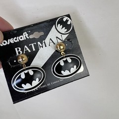 Vtg 1991 Lot Of 3 Batman Returns Pin & Earrings retro 90s Y2K DC Comics