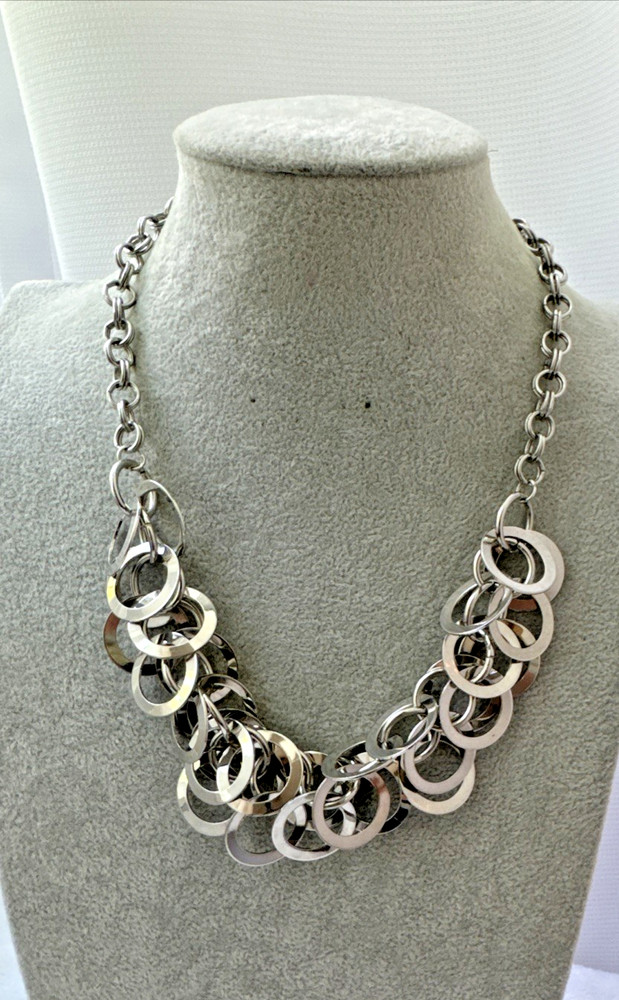 Vtg CHUNKY 1990s 80s y2k statement Brutalist Metal Modernist Necklace Unique