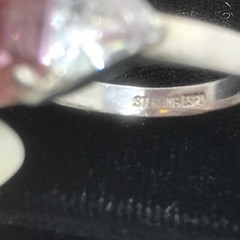 Vintage ESPO Sterling Silver Large Pink Cubic Zirconia Ring varied sizes