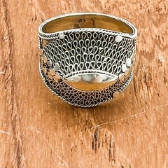 1970s Vintage Brass Boho Hippie Domed Signet-type Ring/Sz 5.25