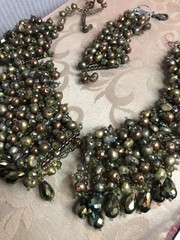 Vintage TeSada Natural Pearl, Glass Bead, Statement Collar for Repair or Harvest