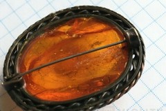 Vintage Amber brooch made in the USSR 1950-1960s jl472