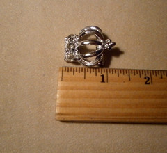Vtg Crown Scatter Pins Clear Crystals & Blue Pink Rhinestones Lot of 2 Different