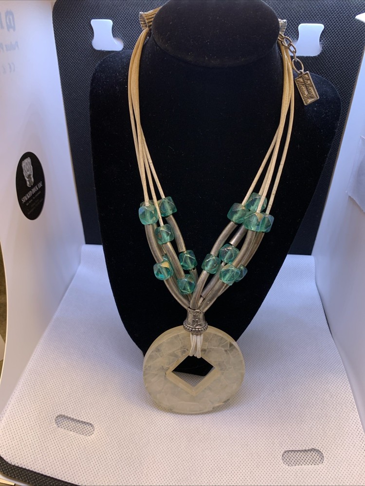 Boho Statement Necklace Vintage Signed Anthony Alexander Glass Beads Silvertone