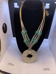 Boho Statement Necklace Vintage Signed Anthony Alexander Glass Beads Silvertone