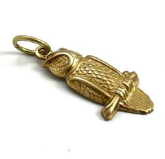 Vintage Owl Charm Necklace Pendant Brass Metal Stamping Charm Vintage Jewelry