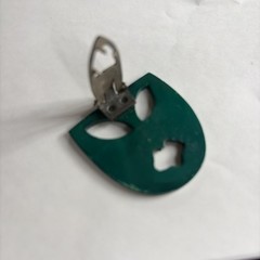 1940s/1950s Modernist Green Carved Bakelite Mask/Tiki Dress or Shoe Clip