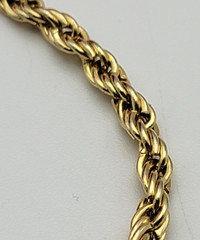 Vintage Gold Plated Rope Chain Necklace 18″ Spring Ring Clasp