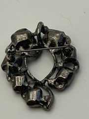 Vintage Jet Black Rhinestone Wreath Brooch Gothic Statement Pin