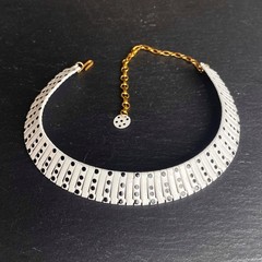 Off-White Black Polkadot Vintage 80s Choker Necklace Adjustable Length