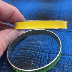 Set of 2 Vintage Bangle Bracelets Gold Tone Metal Yellow & Lime Green Enamel