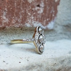 Antique Edwardian Lab Created Diamond Wedding Ring in 14k Yellow Gold Finish