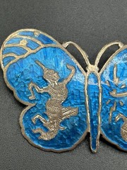 Siam Niello Sterling Silver Blue Butterfly Brooch
