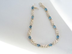 Sterling Silver 925 Natural Heated London Blue Topaz Tennis Bracelet 8″