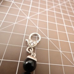 Judith Ripka necklace black onyx sterling silver 925 clasp DMQ signed 20 in