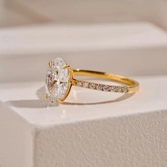 2Ct Oval Cut Lab Grown Solitaire Diamond 14k Yellow Gold Finish Engagement Ring