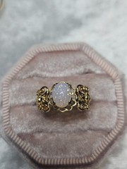 Vintage Opal With Filigree Ring Size 6 3/4 New Vintage Deadstock