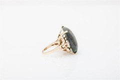 Vintage 1940s $14,000 24ct Natural Green Tourmaline Diamond 14k Gold Ring 12g