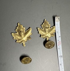 Vintage BALLOU Signed Red Enamel Canadian Maple Leaf Lapel Pin Gold Tone