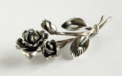 Antique brooch Rose silver 835 jeweler Theodor Klotz TEKA Niměčina Germany Mark