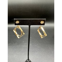 Vintage Avon Mobile Geometry Gold Tone Kinetic Dangle Earrings Surgical Steel