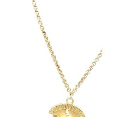 Hobe Statement Pendant Necklace Mayan Inspired 20″ Gold Tone Chain Vintage
