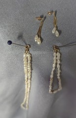 Vtg 3 pc Pearl Seed 17′ Long Necklace w/Pearl Earrings & Pearl Bracelet 7 1/2