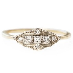 Art Deco Style Princess Lab Created Diamond Engagement 14K White Gold FN Ring
