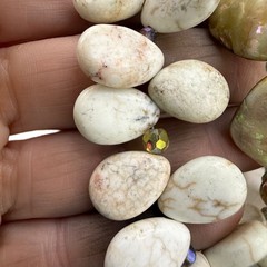 Polished Stone Mother of Pearl Necklace Layered Beaded Boho Surfer Beach 18”