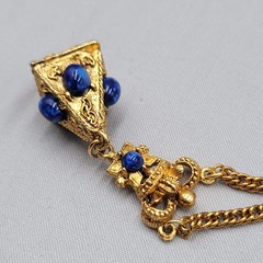 Vintage Czech Edwardian Pendant Necklace Slide Gold Plated Heavy Curb Chain 32″