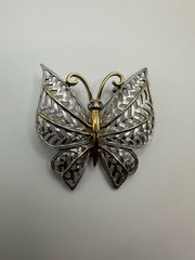 Vintage AVON Silver and Gold Butterfly Brooch 4.5cm BB6